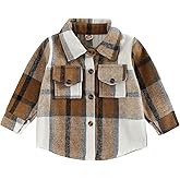 Toddler Flannel Shirt Jacket Plaid Long Sleeve Lapel Button Down Shacket Little Kids Boys Girls Shirts Coats Fall Tops