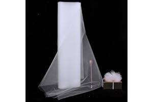 SEWVIVID 63 inch×10 Yards Tulle Fabric Bolts Spool, Polyester Netting White Tulle Rolls for Birthday Party Backdrop Wedding Decor Baby Shower DIY Sewing Crafts & Gift Wrapping