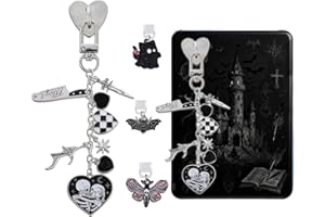 TAKEALOOKO Halloween Dust Plug Charm Chains for Kindle - 4Pcs Gothic Ghost Bat Type C Dustplug & Chain Bracelet Strap Decorating Accessories, Gift for E-Reader Book Lovers Women Men