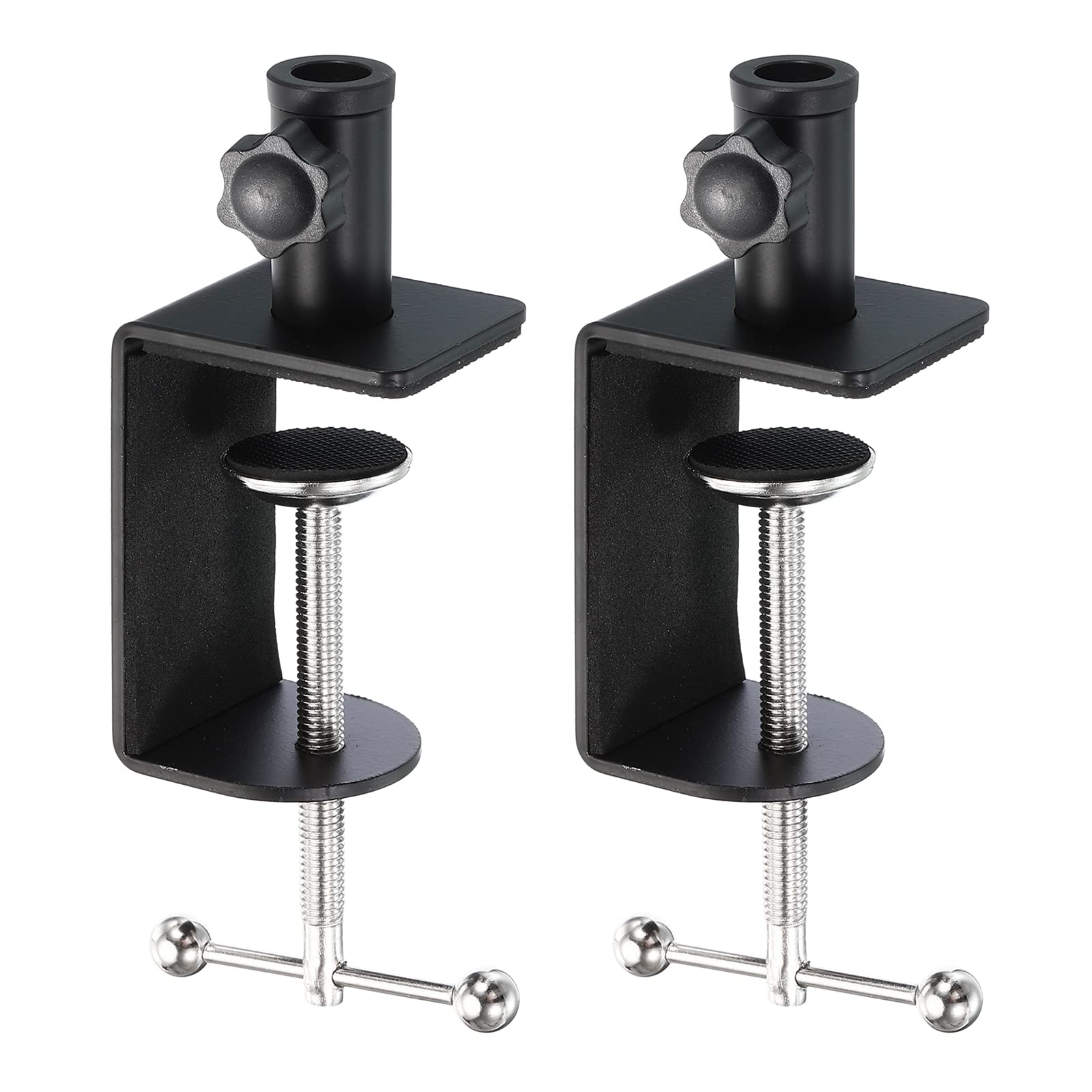 PATIKIL 0.49" Hole Dia. Desk Clamp, 2 Pcs Aluminum Alloy Universal Adjustable C-Clamp Mount Holder for Microphone Mic Arm Table Lamp, Black