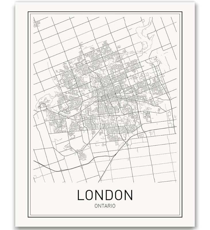 London Ontario Poster, London Ontario Map, Map of London Ontario, City