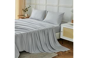 ILAVANDE Twin Sheets Set, Super Soft 1800 Series Microfiber Twin Bed Sheets Set for Kids-Wrinkle Free & Breathable-14 Deep Pocket Sheets Twin Size Bed Set(Twin,Light Grey)