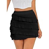 HOCILLE Women's Sexy Bodycon Mini Skirt Above Knee Mesh Ruched Short Pencil Club Party Skirts