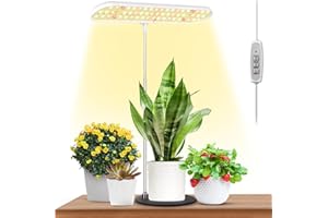 FOXGARDEN® Grow Light, Full Spectrum Desktop Grow Lamp with Base, Bright LED Plant Light with Auto On/Off Timer 4/8/12H, 4 Dimmable Brightness, Height Adjustable, Ideal for Indoor Plants