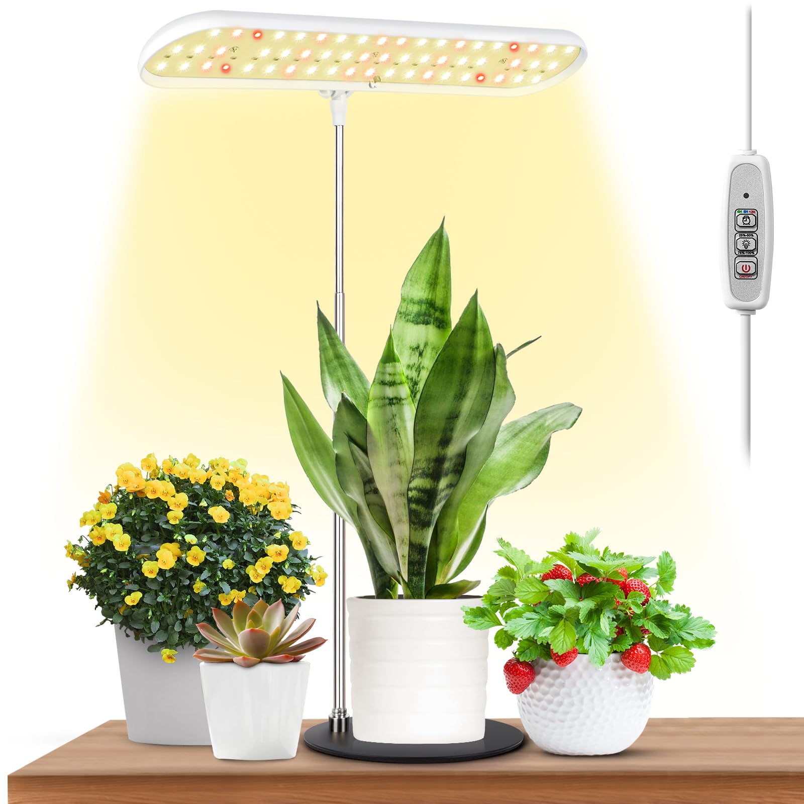 Photo 1 of FOXGARDEN Grow Light, Full Spectrum Desktop Grow Lamp with Base, Bright LED Plant Light with Auto On/Off Timer 4/8/12H, 4 Dimmable Brightness, Height Adjustable, Ideal for Indoor Plants