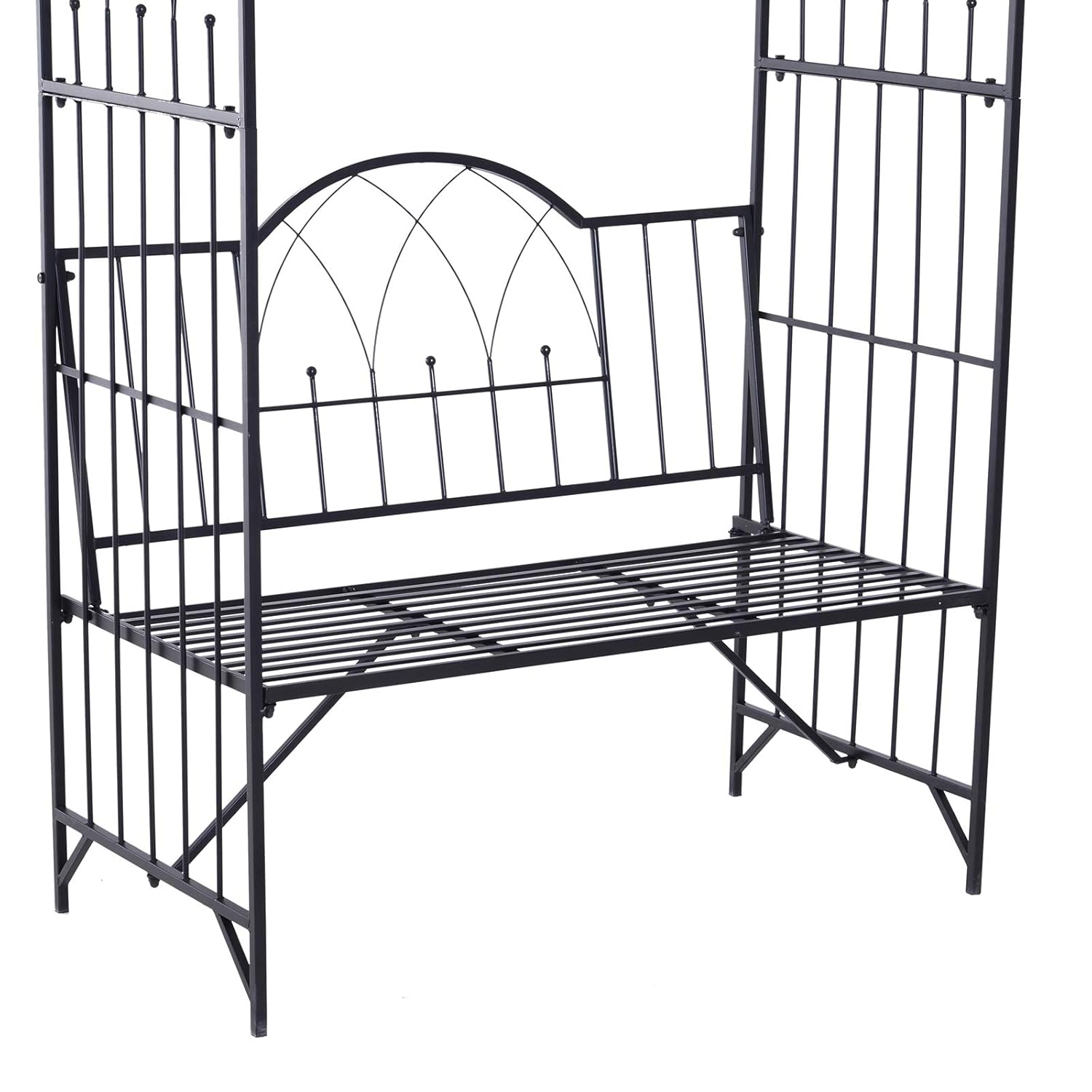 Festnight Outdoor Patio Garden Arbor Arch With Seat Bench Plant Climbing Support Trellis Black Metal Frame Lawn Backyard 43 Garden Outdoor Cjp Org In