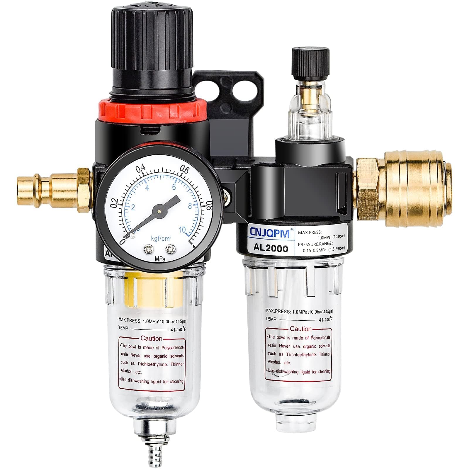 Compressor Pressure Regulator, Air Regulator 1/4 Air Filter Regulator Moisture Compressor Trap Water Oil Separator Air Pressure Regulator for Compressor and Tools