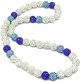 NUSTTAL Baseball Necklace for Boys Men Bling Ice Collection Cross Pendant Necklace for Women Rhinestone Clay Beaded Discoball Accessories Gifts for Baseball Team Players Lovers