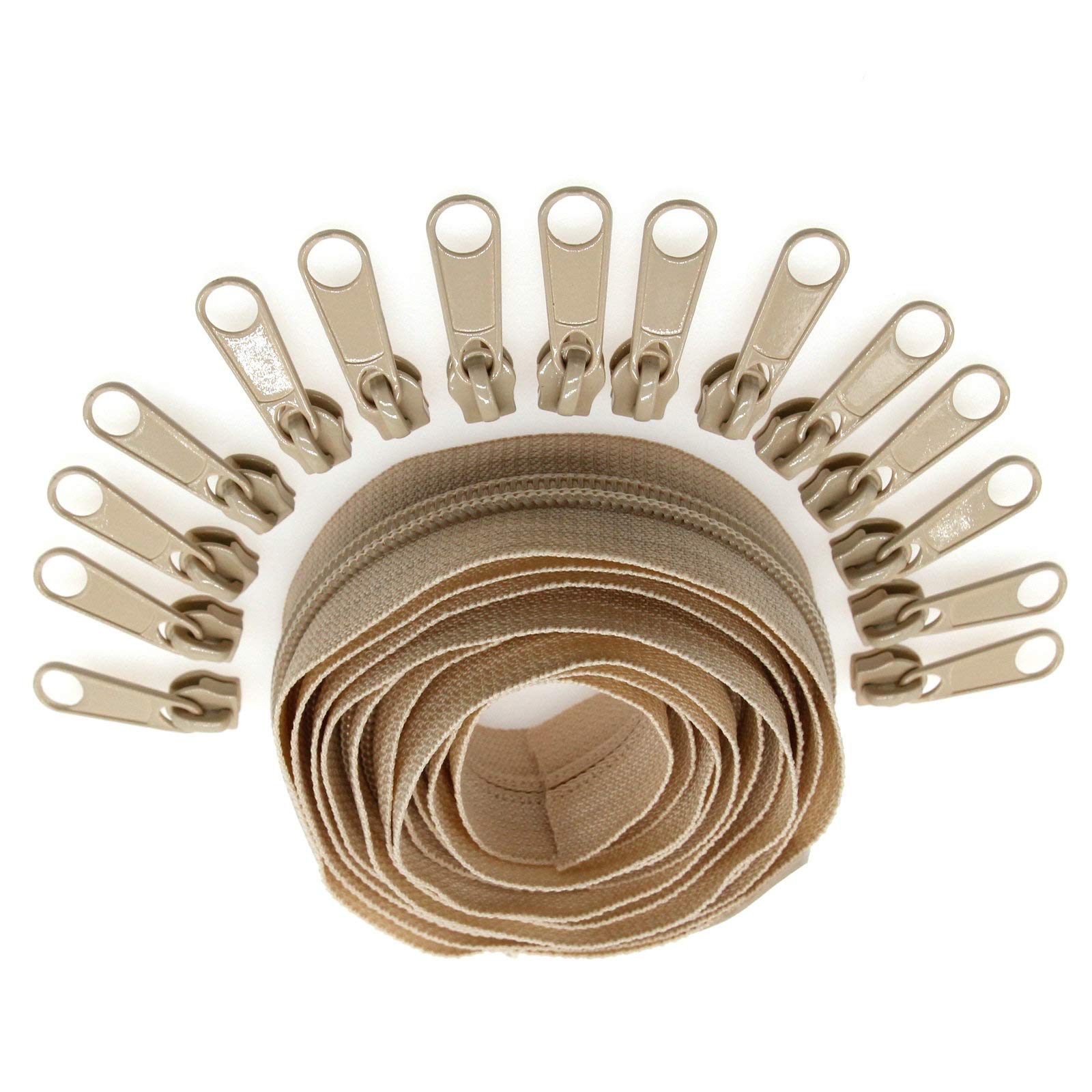 View 1 of #5 Nylon Coil Zippers by The Yard Beige Sewing Zipper Bulk 10 Yards with 25 PCS Pulls Sliders for DIY Tailor Sewing Crafts Bags Pillows,SHUNLI