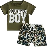 WZTYYDS Toddler Baby Boy Clothes Summer Southern Boy Hunting T-Shirt Duck Camo Shorts Set Country Outfit 1T 2T 3T 4T
