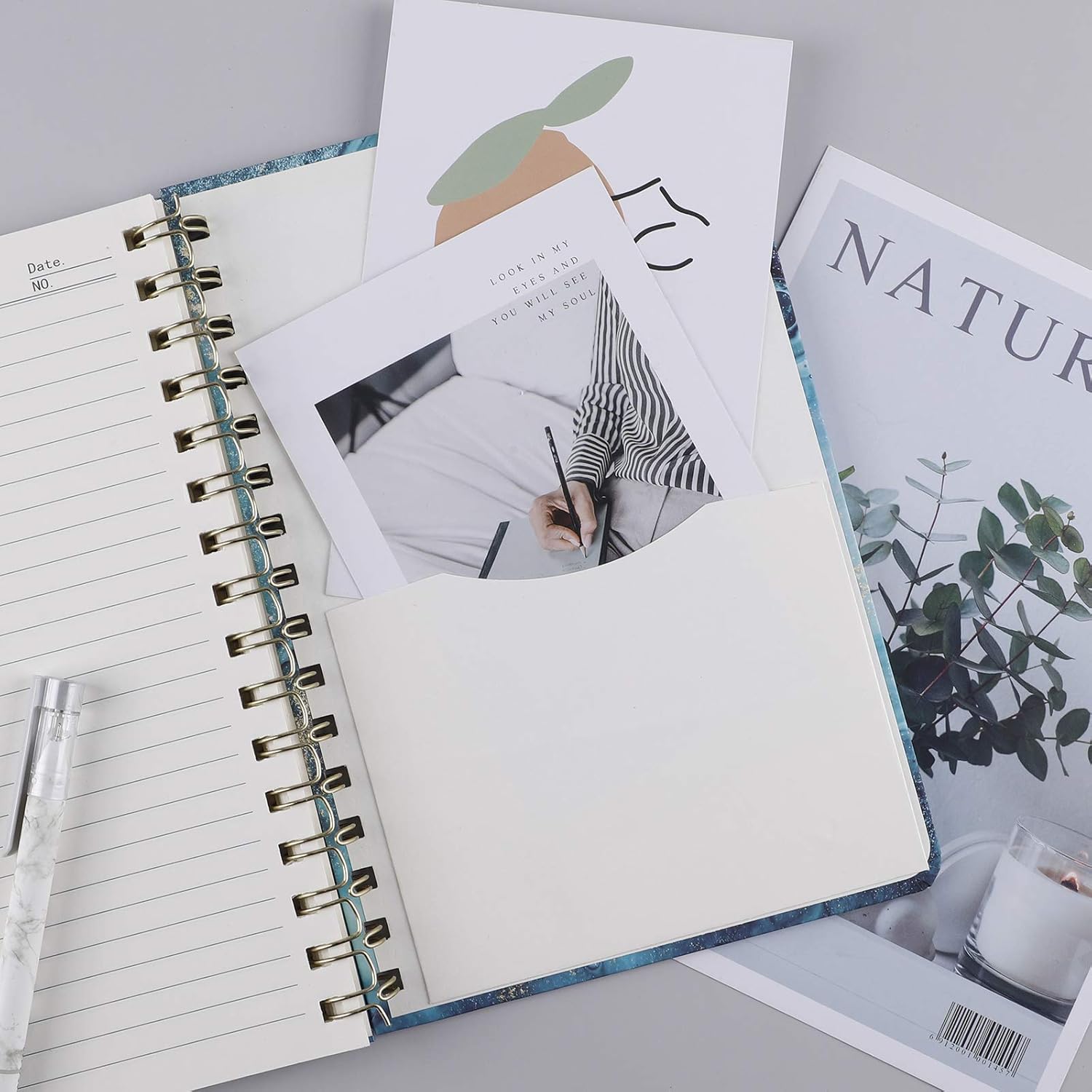 EOOUT 3 Pack A5 Ruled Journal/Spiral Notebook, 6"x 8.5", 160 Pages, Twin-Wire Binding, Marble Pattern, Back Pocket, 100gsm Paper, for Office, School Supplies : Office Products