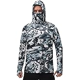 FISHEAL Men's Performance Fishing Hoodie Shirt - UPF 50+ Sun Protection Long Sleeve Thumbholes Shirts with Neck Gaiter