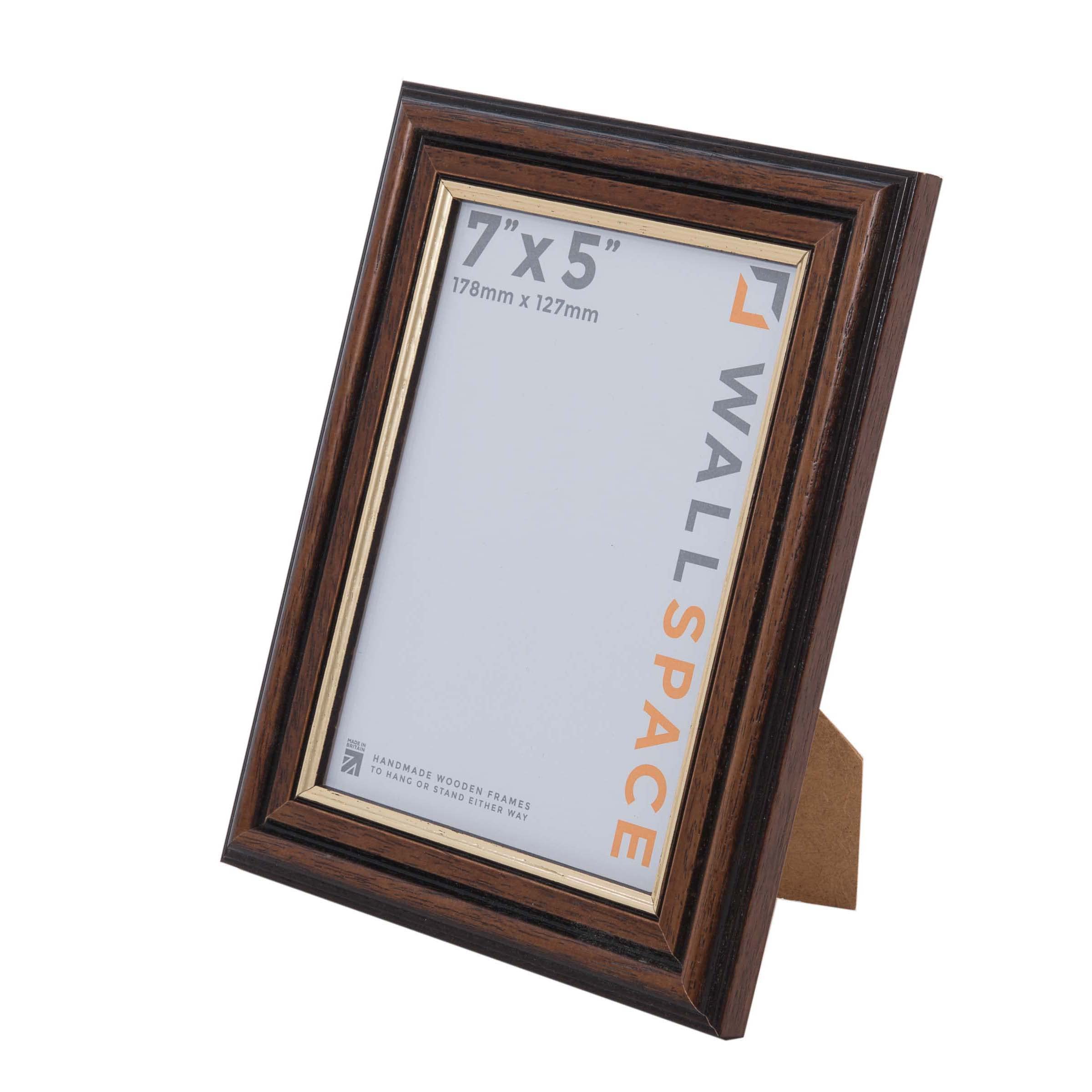 Brown frame with Gold Inset | Traditional Mahogany 7x5 Picture | Brown and Gold Line 5x7 Dark Wood Photo — image 1