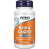 NOW Foods Supplements, Krill & CoQ10, Phospholipid-Bound Omega-3, Heart Support*, 60 Softgels