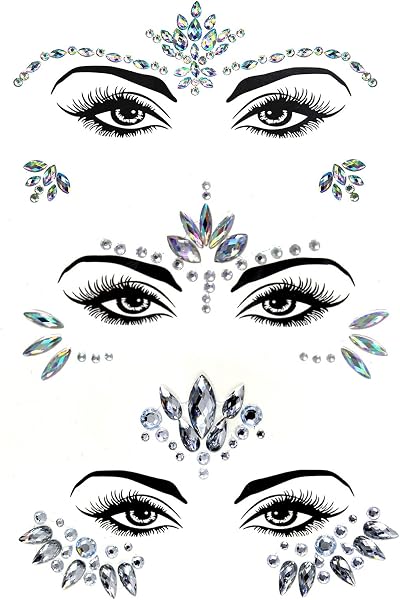 luoshaPUCY Festival Face Gems 3 Pcs Crystal Rhinestone Eyes Body Tattoo Sticker