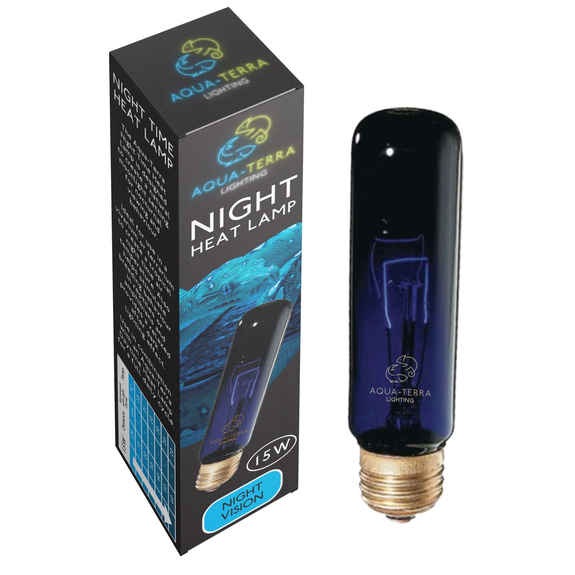 Aqua-Terra Lighting 15W Night Heat Lamp Bulb for Terrariums/Vivariums - E27 Standard Screw Base - Ideal for Nocturnal Behaviour and Night time Viewing