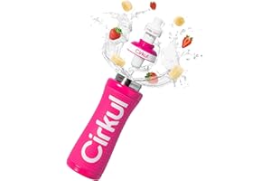 Cirkul 22oz. Pink Grip Stainless Steel Water Bottle & Sport Lid, Durable, Insulated, Protective Grip, Leakproof & Heavy Duty with Flavor Cartridge Included (FitSip Island Punch)