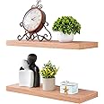 Fun Memories 8 Inch Deep Floating Shelves, Rustic Wood Floating Shelf Wall Mounted, 24 x 8 Wall Shelves Set of 2, Deep Floating Shelves for Bathroom, Living Room, Kitchen, Natural Oak Color