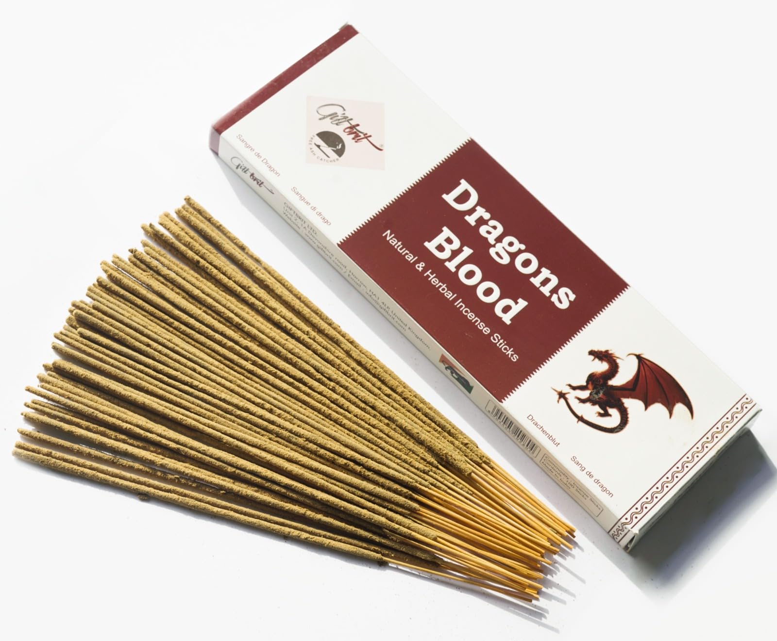 Giftbrit Dragons Blood Natural & Herbal Incense Sticks 100 Sticks With Incense Holder For Meditation, Yoga, Church, Relaxation, Healing and Positivity