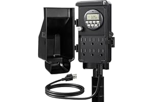 DEWENWILS Outdoor Digital Power Strip Timer, Outdoor Multi Socket Timer, Waterproof 6 Outlet Garden Power Stake, 6ft Cord, fo