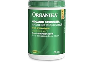Organika Canadian-Made Certified Organic Spirulina Powder- Superfood, 3rd Party Tested, Pristine Sourcing, Vegan- 300g