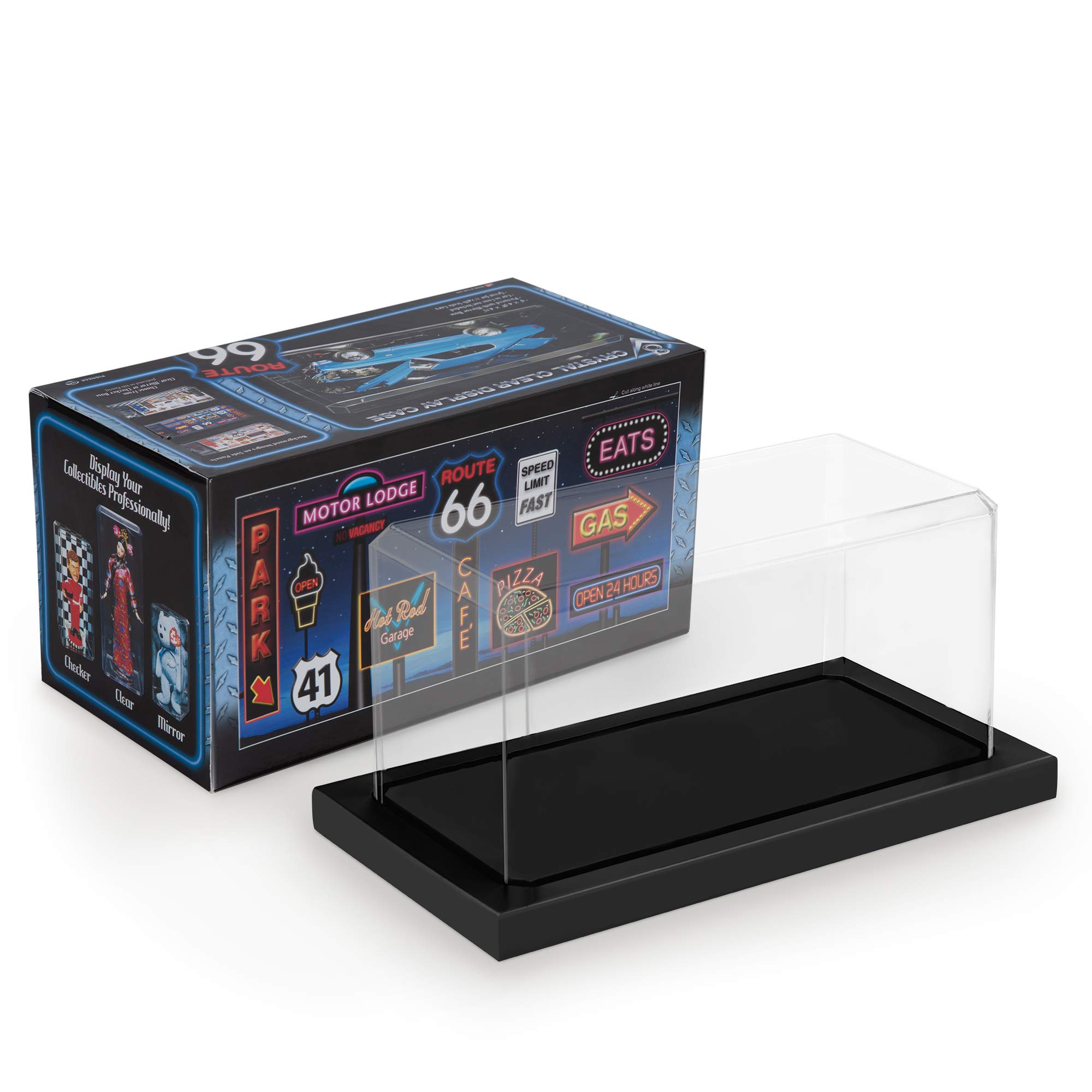 Lindner & Koch Pioneer Plastics Showcase 23cm for 1:24 diecast cars - black lacquered wooden bottom crystal clear