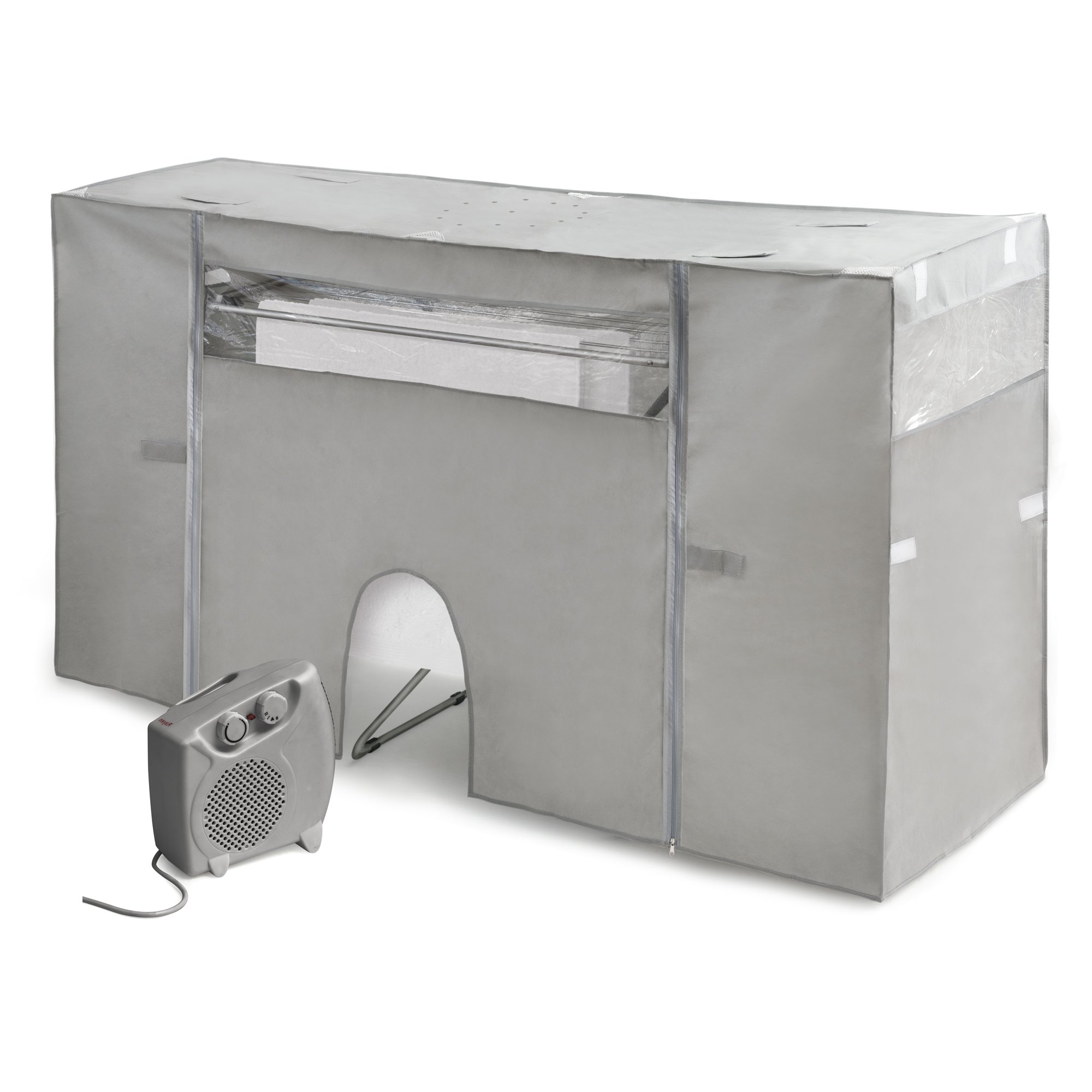 Rayen | Couvre La Corde à Linge avec Chauffage | Couvre La Corde à Linge| Sèche-Linge à Séchage Rapide (1 Heure) | Extensible | 105-180 X 56 X 106Cm, Gris