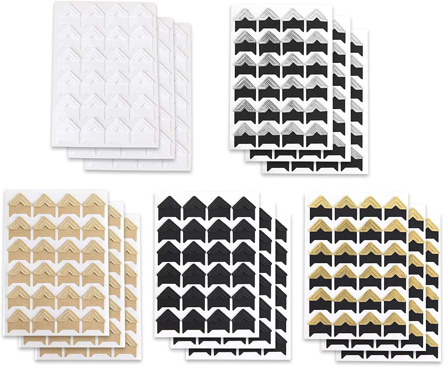 15 Sheets 360 PCS Photo Mounting Corners Self Adhesive Stickers for DIY
