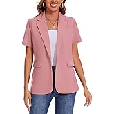 MINTLIMIT Women Short Sleeve Blazer Lightweight Button Front Business Jacket Notched Lapel Work Office Blazers with Pockets