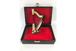 ALANO Miniature Harp Model Wooden Harp Music 14cm Miniature Christmas Tree Pendant Decoration Musical Instrument Copy Gift with Leather Case Christmas Ornament Party Decoration