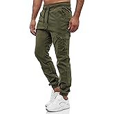 WZIKAI Mens Casual Joggers Pants Cotton Drawstring Cargo Pants Fashion Athletic Jogging Sweatpants