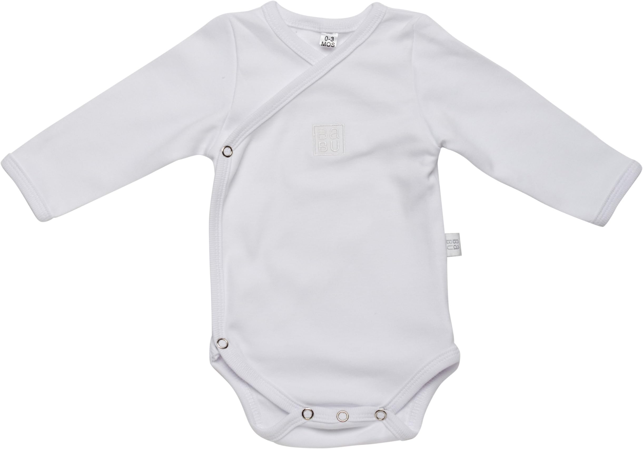 Babu Kimono Bodysuit Long Sleeve Organic Cotton (3 - 6 Months) - White