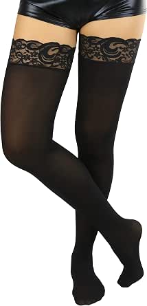 Wide Lace Top Band Thigh Hi Stocking 