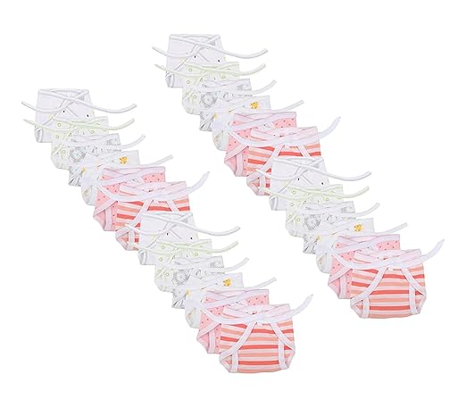 FARETO First Kids Step Baby Hosiery Cotton Cloth Nappies Pack Of 24 Pcs (Multi)(0-6 Months)