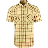 NUTEXROL Mens Short Sleeve Plaid Button Down Shirt Western Casual Shirts with Two Pockets
