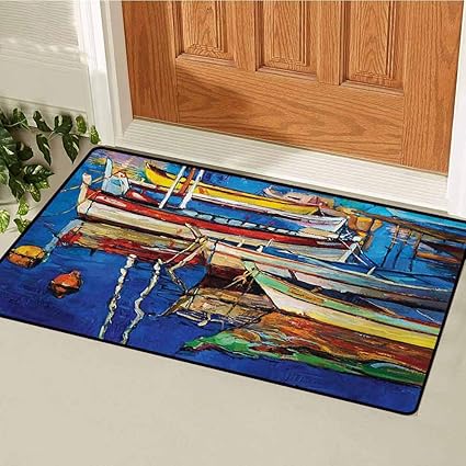 Amazon Com Country Universal Door Mat Folk Art Style Paint Of