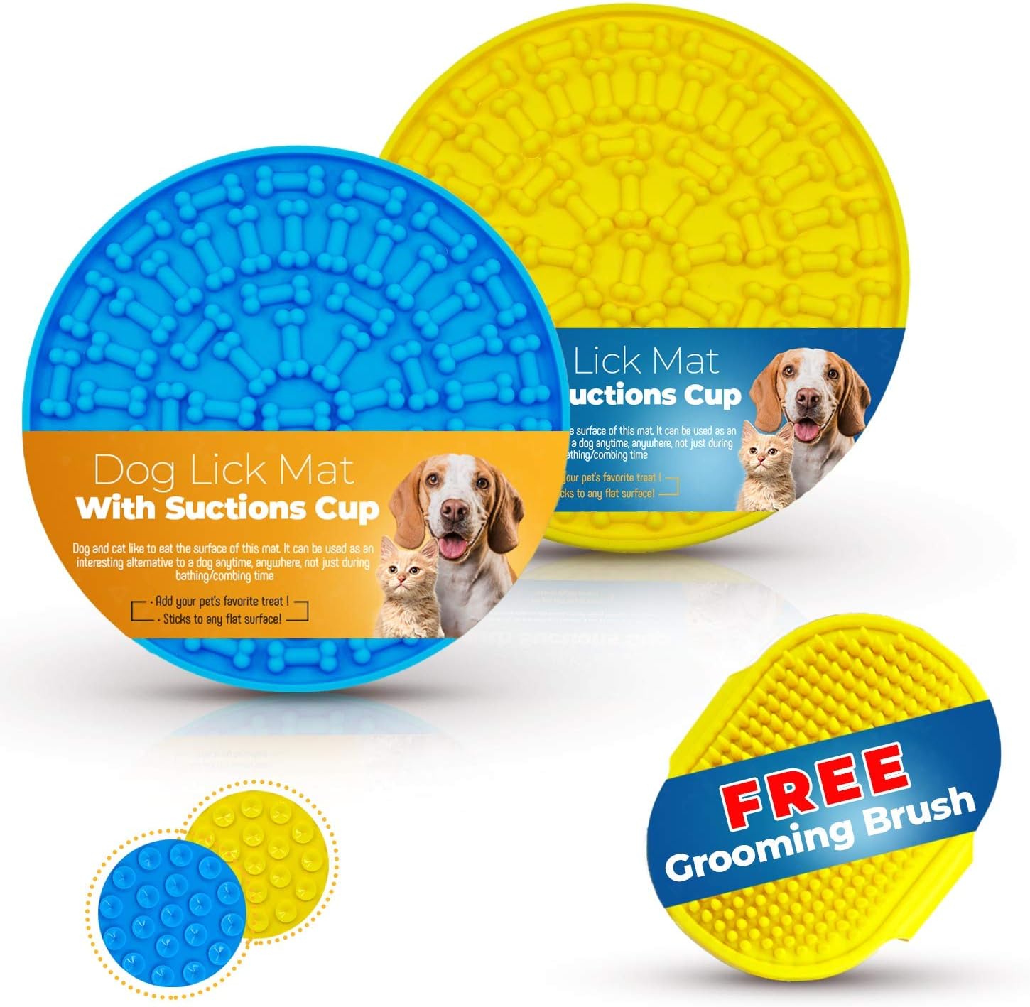 SIMYAH Dog Lick Mat Grooming Brush - Bathing Lick Mat for Dogs Bath Scrubber Licking Pad for Dog Wash with Strong Suction Grooming Dog Bathing and Slow Feeder Dog Trainer