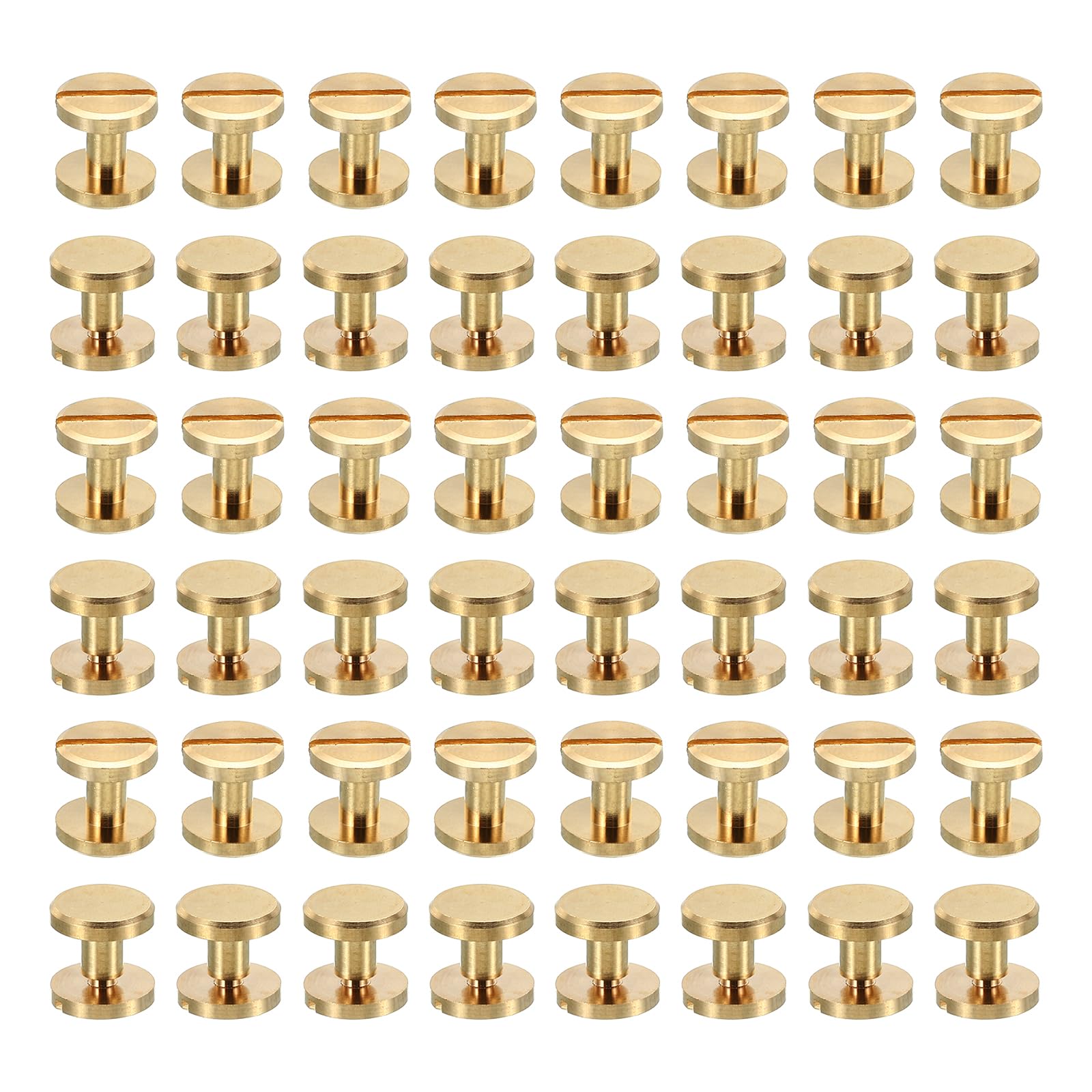 PATIKIL 50 Sets Chicago Screws, M4x4mm Chicago Screw Slotted Binding Post Screw Bolts Rivets Brass Fasteners Connectors for Leather Belt Scrapbook Photo Albums