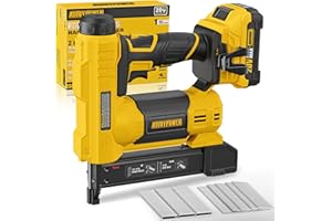ALLOYPOWER 18 Gauge Nail Gun Battery Powered, 2 in 1 Cordless Brad Nailer/Electric Stapler with 2.0Ah Battery and Charger,100