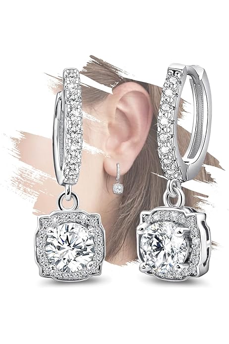 Aretes De Aro De Plata Con Diamantes De Imitación De In Para