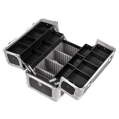 Songmics® Kosmetikkoffer XXL groß für Gepäck 36,5 x 22 x 25 cm Alu, Schwarz JBC228