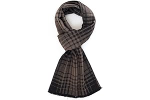 TAMOUKOC Men's Winter Warm Scarf Premium Cashmere Feel, Luxuriously Soft Long Plaid Pattern