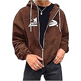 Verdusa Men's Graphic Print Zip Up Hoodie Long Sleeve Hooded Sweatshirt