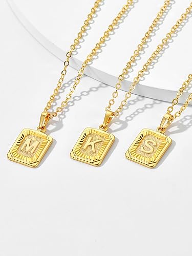 U7 Gold Monogran Necklace A-Z 26 Letters Pendant Men Womens Fashion Jewelry  18K Gold Plated Square Pendants Ca