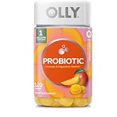 OLLY Probiotic Gummy, Immune and Digestive Support, 1 Billion CFUs, Chewable Probiotic Supplement, Mango, 60 Day Supply - 120 Count