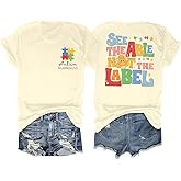 Autism Awareness Shirt Women See The Able Not The Label Autism Shirt Casual Inspirational Short Sleeve Positive Tee Tops