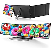 Omiodo 14" Laptop Screen Extender,FHD 1200P IPS Triple Portable Monitor,Dual Travel Screen Plug & Play,Laptop Monitor Extender for 14"-17.3",Compatible with Windows/Mac/Android & Chrome OS