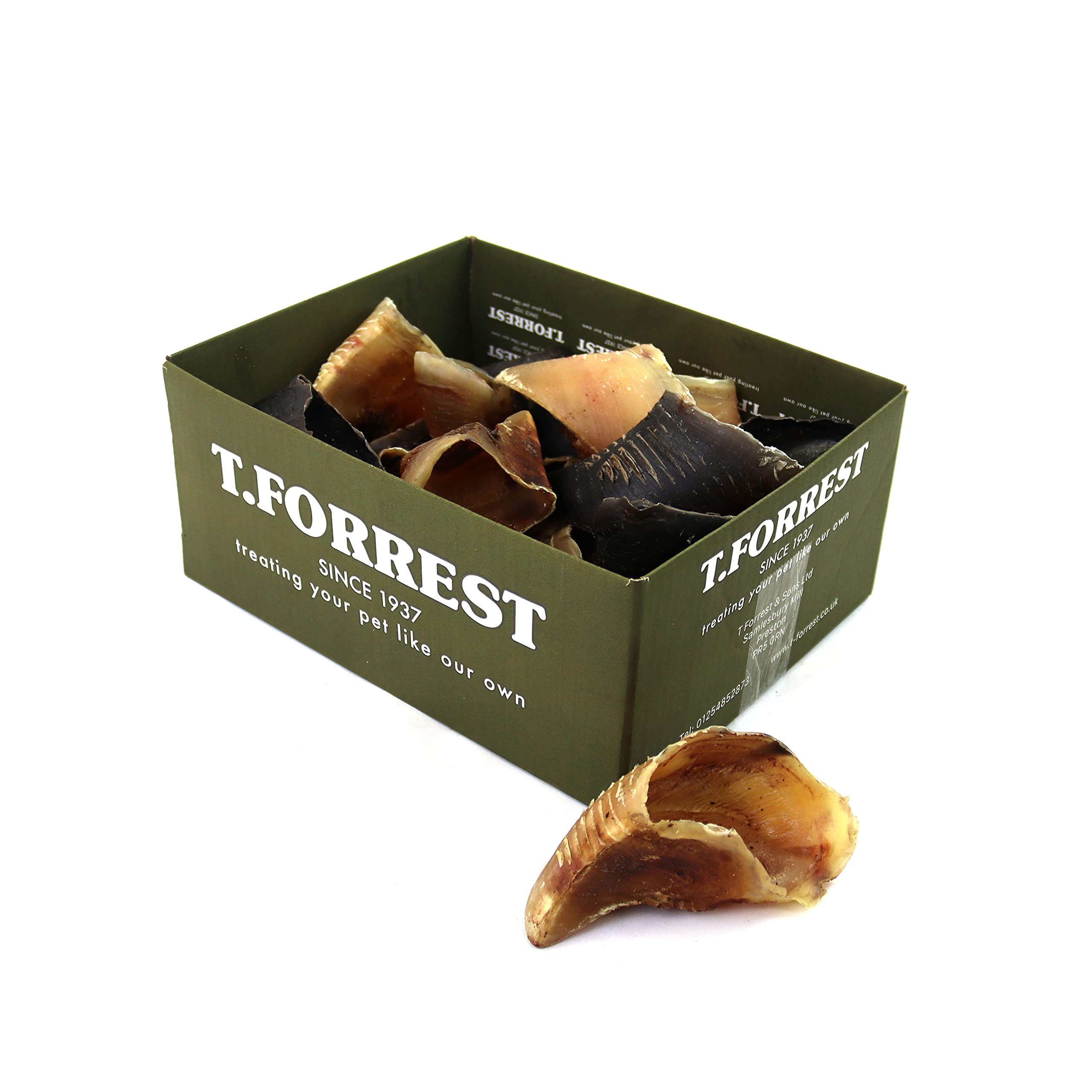 T.Forrest Air-Dried Beef Hooves for Dogs (25 Pack) - 100% Natural, Long-Lasting, Grain-Free, Made in the UK