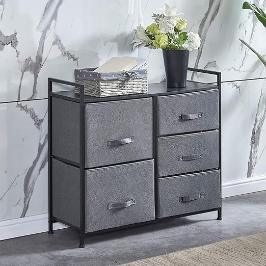 4HOMART - Armario de cajones con 5 cajones de tela de fácil extracción