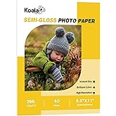 Koala Semi-Glossy Thin Photo Paper 8.5x11 Inches 40 Sheets Compatible with Inkjet Laser Printer Use DYE and Pigment Ink 30LB
